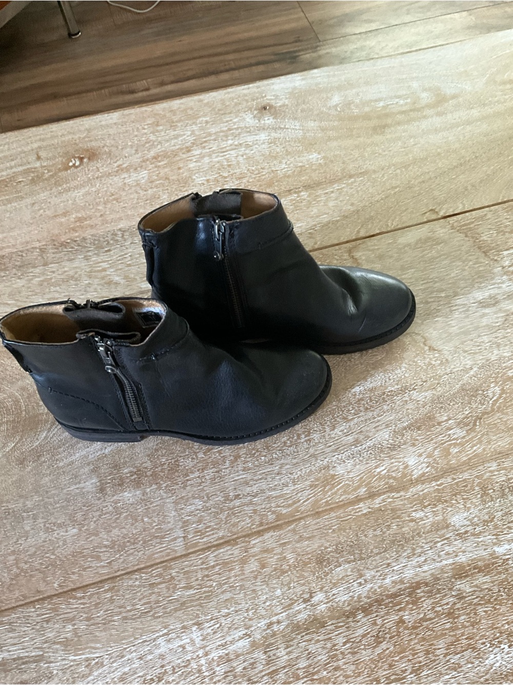 Frye Black Leather Side-Zip Ankle Booties